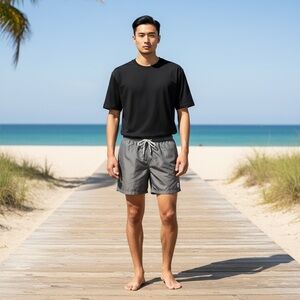 Men's Gray Swim Trunks by Spicy Tuna